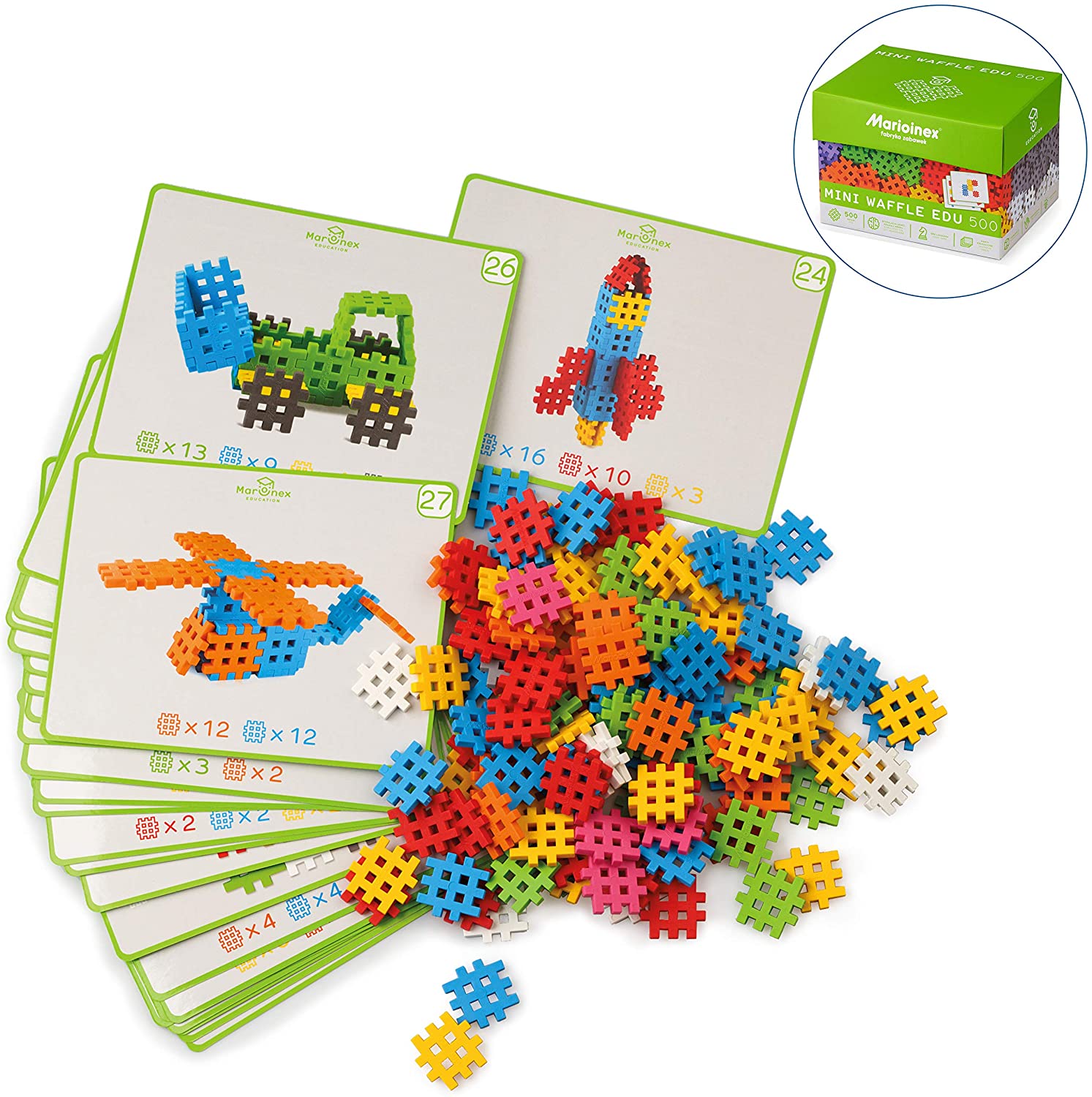 Interlocking Building Set Marioinex Mini Constructor Waffle Blocks 500 Pieces 