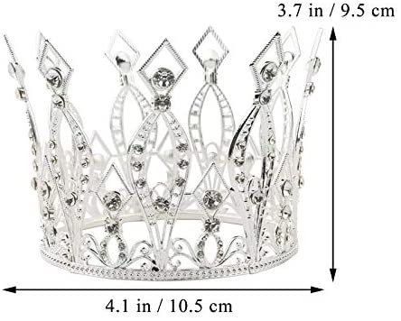 Crown Cake Topper Crystal Tiara Hair Ornaments Wedding Birthday Party Decor 4" 