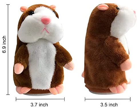 Talking Recordable Plush Hamster Interactive  Toy for Kids Brown 