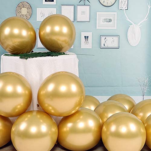 Topeedy Party Balloon 50pcs 12 Inch Shiny Gold Chrome Metallic Helium Latex Balloons Wedding Birthday Decorations 
