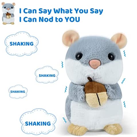 Nicfun Toddler Toys Talking Hamster Plush Toy Repeats What You Say Interactive Stuffed Plush Repeating Hamster Toy Birthday Gift for Baby Girls and Boys Early Educational Learning Age 3+ 