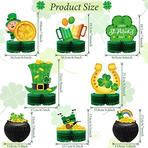 Zonon 10 Pieces St.Patricks Day Honeycomb Centerpiece St.Patricks Day Table Decorations Shamrock Centerpiece Horseshoe Honeycomb Centerpiece Irish Party Supplies for Birthday Party Supplies 