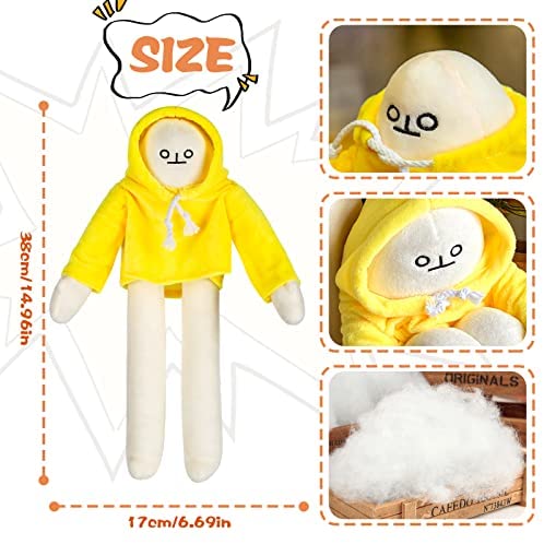 Yellow 7.1 Inch/ 18 cm 2 Pieces Banana Doll Plush Stuffed Man Toy with Magnet Pose Funny Man Doll Decompression Toy Plush Pillow Toy Stuffed Doll Toy Present for Teens 