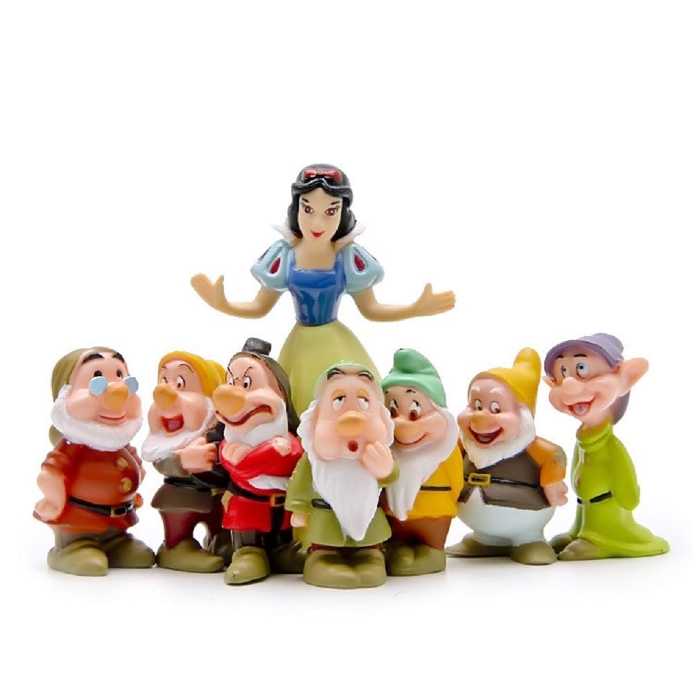 8pcs set Princess Snow White and the Seven Dwarfs Figures Cake Topper Toy Gift 
