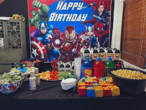 Avengers Background 7x5ft Marvel Backdrop Superhero Theme Background for Photography Kids Birthday Party Supplies Banner Boys Birthday Party Decorations 