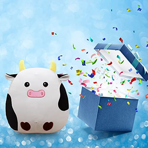 Christmas to Give Kids 15.7 inch Cow Plush Pillow Cute Animal Cow-Shaped Stuffed Pillow 3D Cute Cow Plushies Toy Pillow Gift for Valentine's Day 