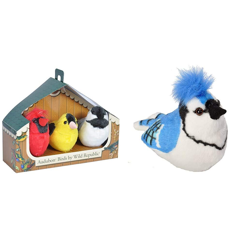 Wild Republic Audubon II Blue Jay Bird Sound Stuffed Animal Kid Toy Gift Plush 