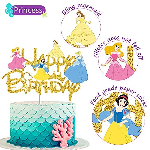 Personalised Disney Themed Cinderella Birthday Cake Topper Double Sided Glitter 