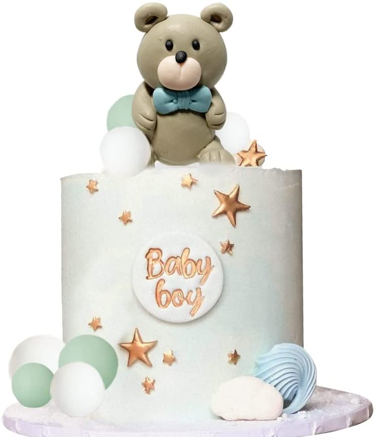 Sleeping Teddy Bear Cake Toppers 4 Pieces Set. 