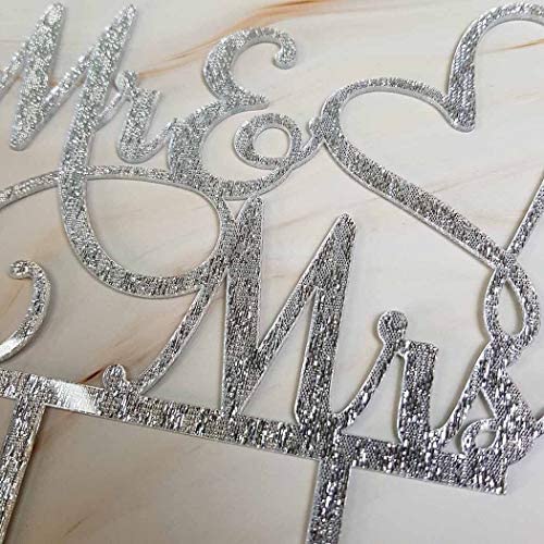 Mr and Mrs Gold Glitter Acrylic Wedding Cake Topper Bride and Groom 