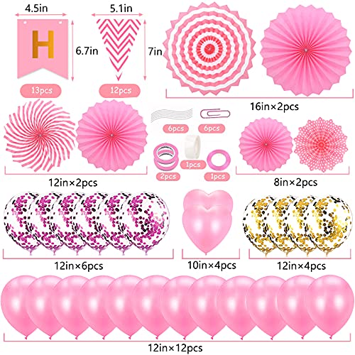 Pink Ballons and Pink Bunting Details about   Birthday Decorations for Girls 