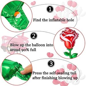 6 Pieces 37 Inch Rose Flower Balloons Red Rose Shaped Foil Balloon Rose Foil Balloons for Wedding Valentines Day Graduation Birthday Baby Shower Party Decoration 6 Pieces 37 Inch Rose Flower Balloons Red Rose Shaped Foil Balloon Rose Foil Balloons for Wedding Valentines Day Graduation Birthday Baby Shower Party Decoration