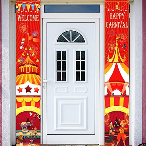 Carnival Decoration Porch Sign Carnival Circus Birthday Party Welcome Banner Decoration Set Circus Carnival Banner Carnival Party Supply Decor Home Decorations 