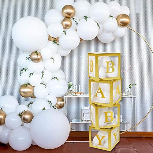 4PCs LOVE Gold Transparent Baby Block Balloon Box Gender Reveal Party Decoration 