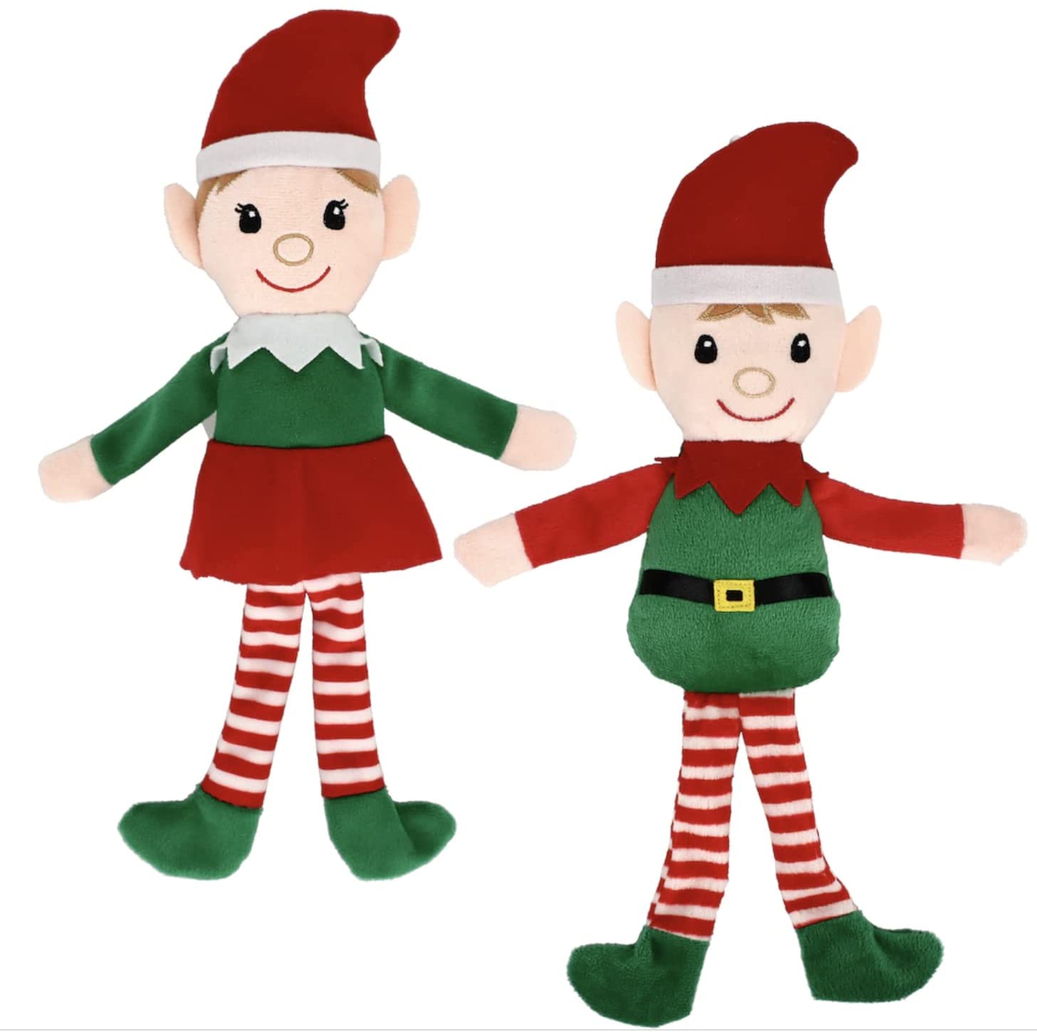 Holiday Time Christmas Boy Bashful Elf Stretchy Plush Stuffed Doll Toy Plaid 