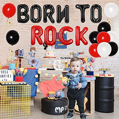 Born to Rock Glitter Banner with Music Note Garland 1950's Rock and Roll Party Decorations Music Theme Baby 1st Birthday Party Supplies 50s Rock Party Favors Record Wall Decor 