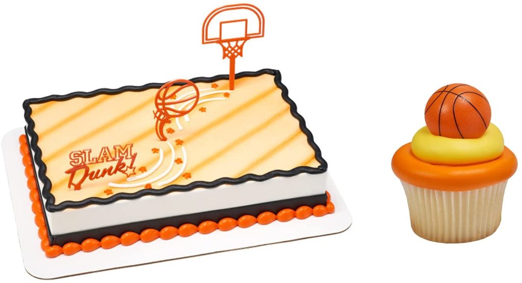 Basketball Net Cake Topper & 12 Pack Basketball Cake Cupcake Rings