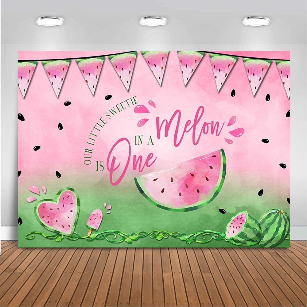 Mocsicka Watermelon 1st Birthday Backdrop One in a Melon 1st Birthday  Background Watermelon First Birthday Party Banner Supplies (7x5ft (82×60  inch)) – Homefurniturelife Online Store