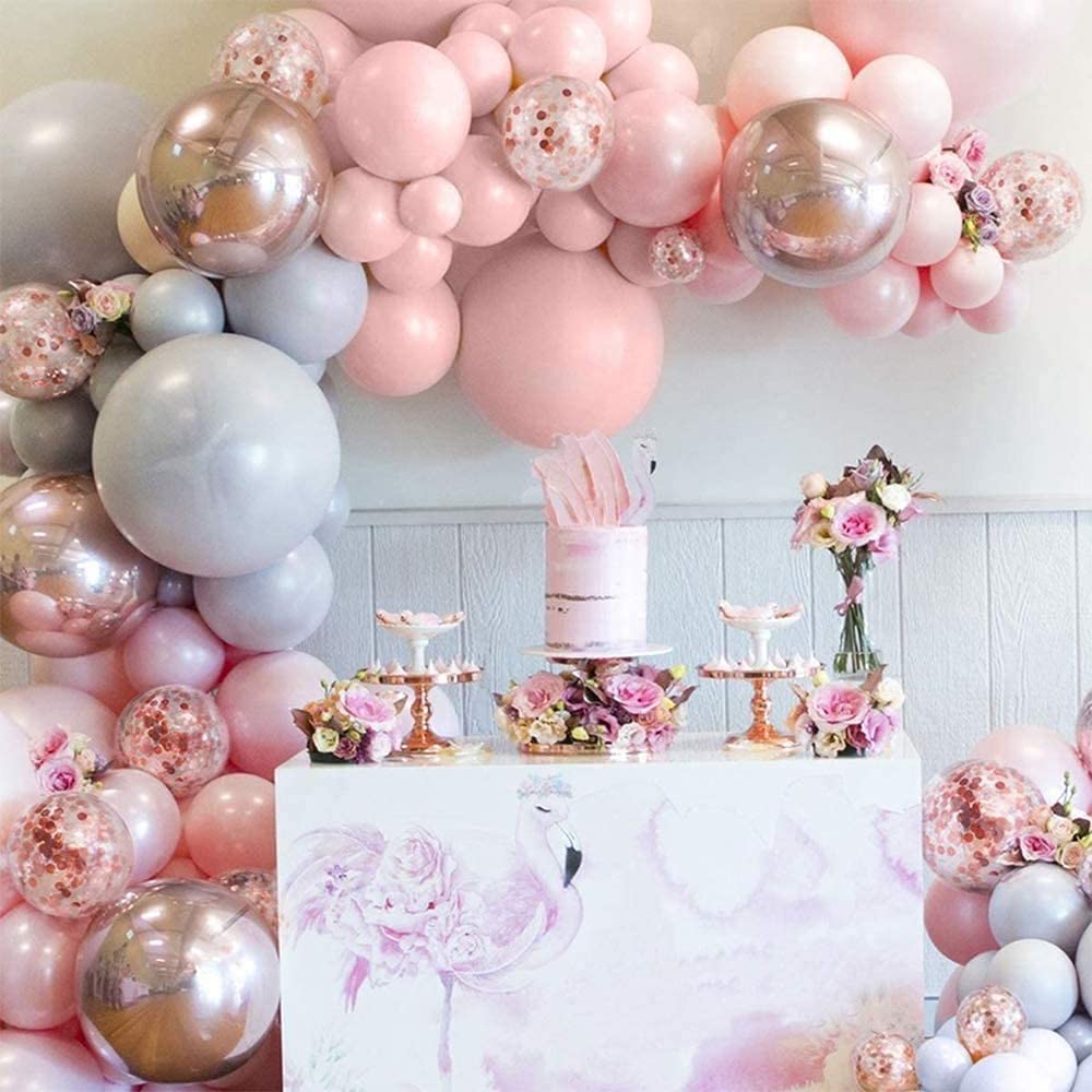 Light Pink Latex Confetti Balloons Arch Set Birthday Wedding Baby Shower Garland 