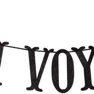 BON VOYAGE PARTY BANNER BLACK BUNTING DECORATION 