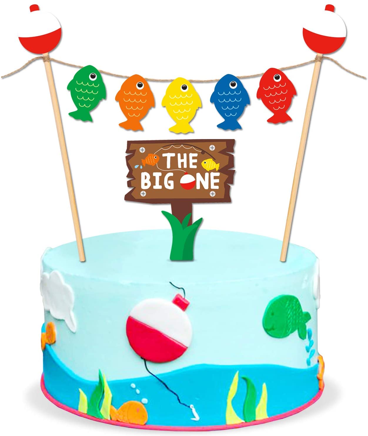 Hand Made "GONE FISHING" bobber banner.Great for Bitthday Parties.Happy birthday 
