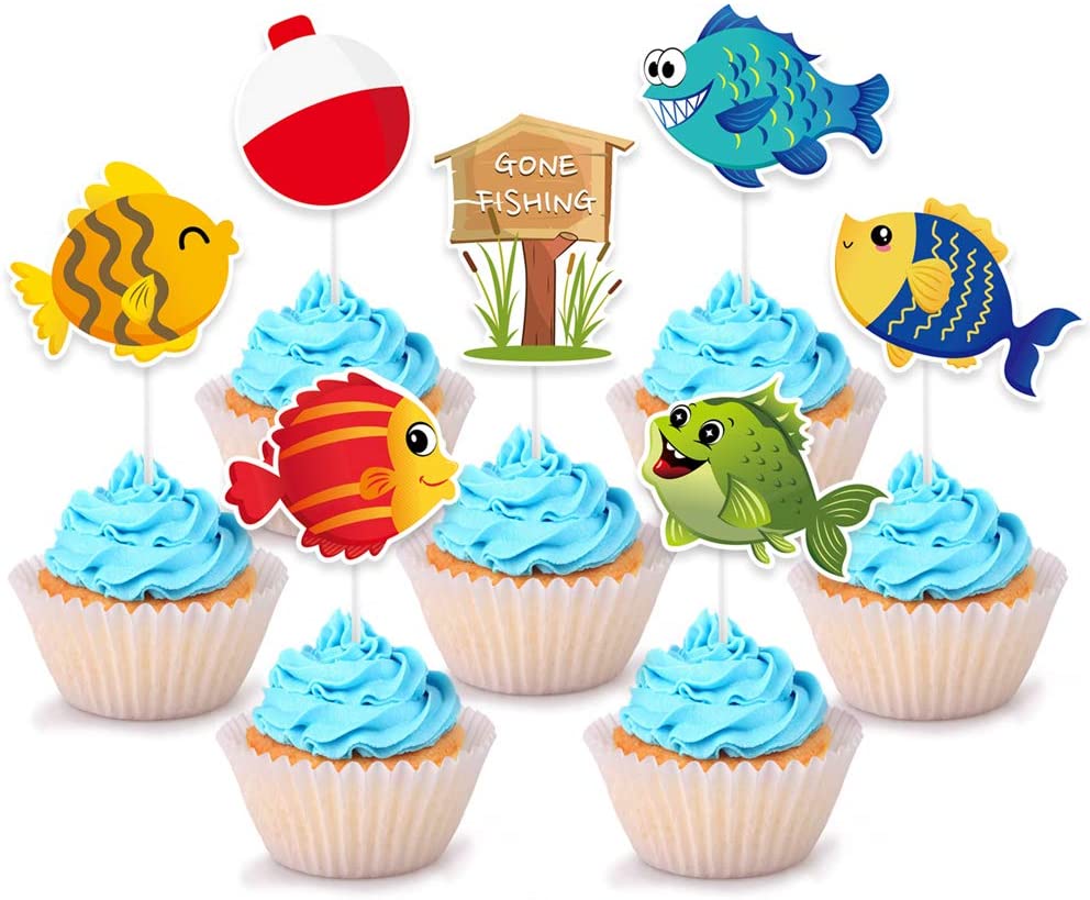 WERNNSAI Fish Cupcake Topper – Little Fisherman Birthday Party Cake  Decorations for Kid Baby Shower Summer Pool Beach Underwater Party Supplies  Gone Fishing Theme Party Cake Topper Picks 28 PCS – Homefurniturelife  Online Store