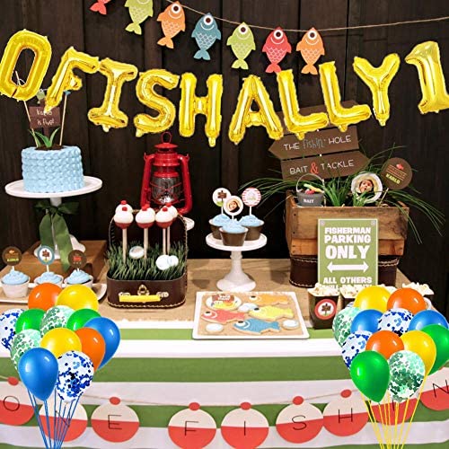 Set Of 2 Ofishally One Banner Gone Fishing Party Decorations The Big One Cake 