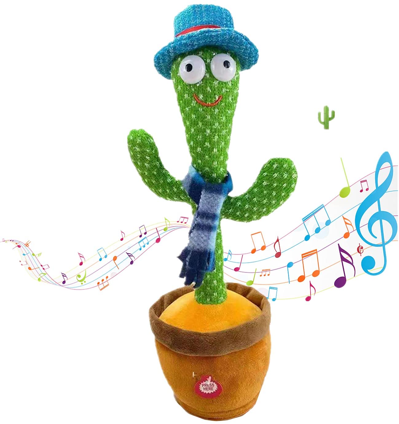 Dancing Cactus Recording and Repeats What You Say Singing Cactus Recording and Repeat for Education Toys Electronic Plush Toy with Lighting Cactus Plush Toy for Decor-or Singing Cactus Toy 