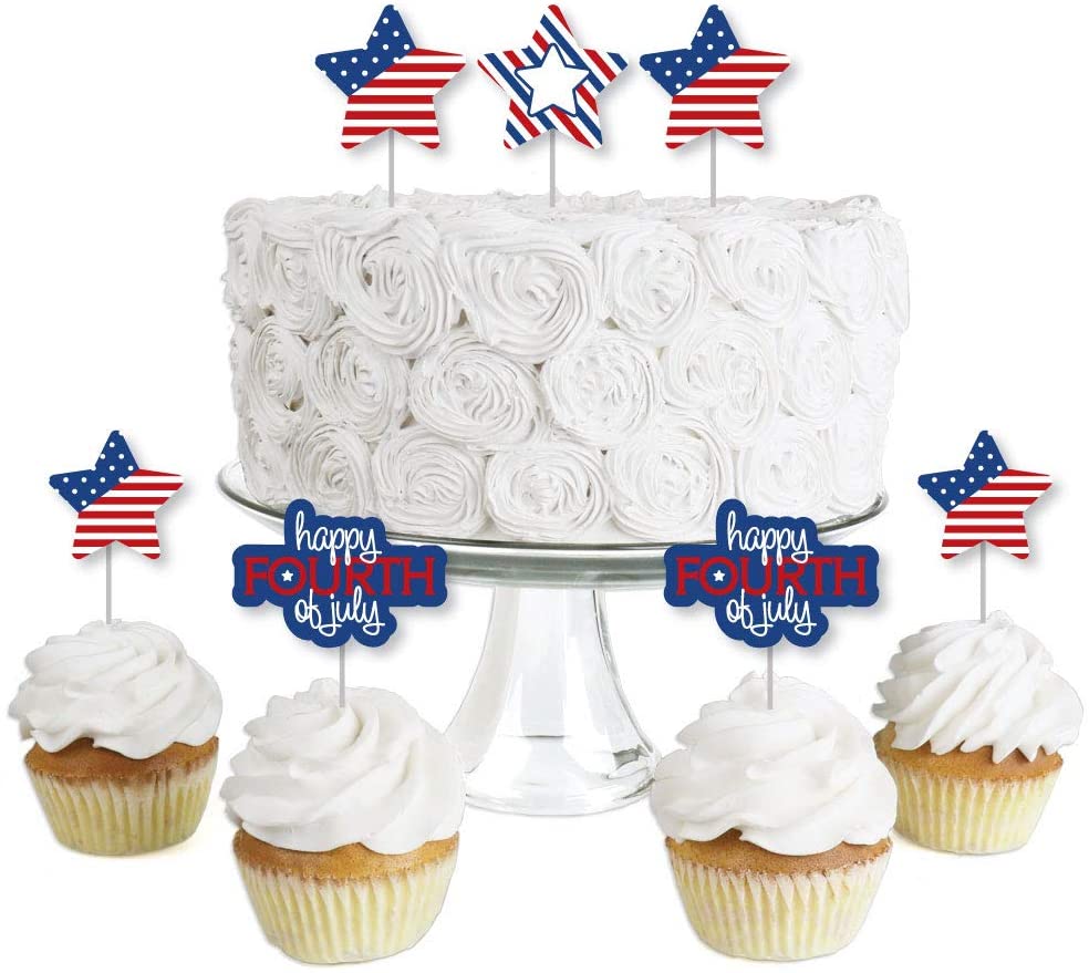Amosfun 4 luglio Cake Topper 72 Pezzi Patriotic Cake Toppers USA Independence Day Cupcake Toppers Stuzzicadenti Decorazioni per Il 4 luglio Festa dellindipendente Forniture per Feste 