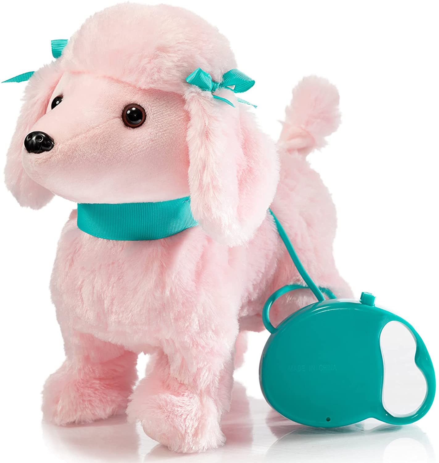 BLUE WALKING POODLE DOG WITH LEASH battery operated toy dancing dog novelty NEW 