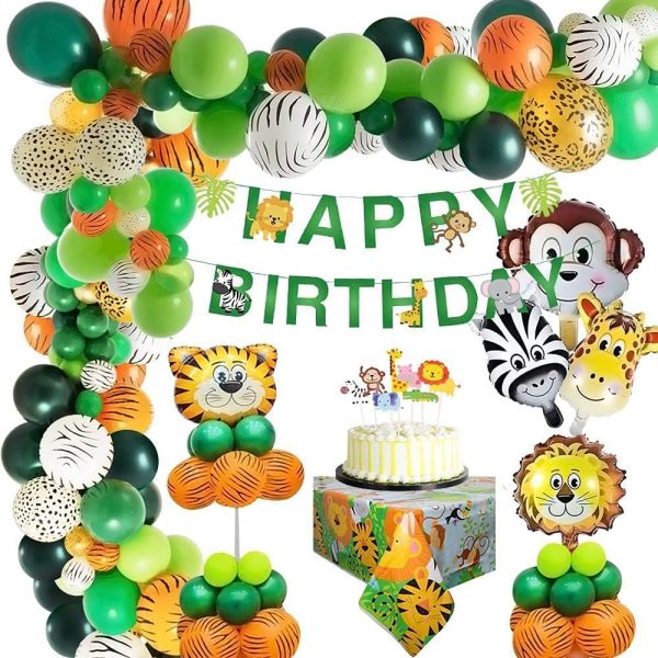 Hawaiian Jungle Safari Latex Balloons Tableware Banner Birthday Party Supplies 