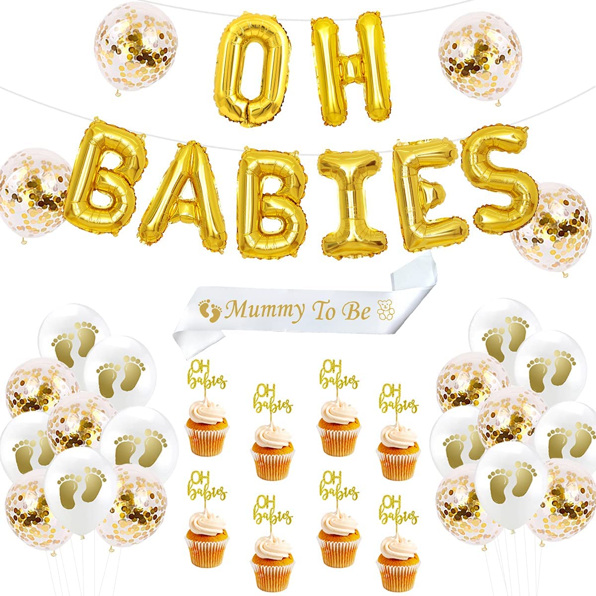 Details about   Oh Babies Balloons Twins Baby Shower Banner Party Supplies Decorations Gender... 