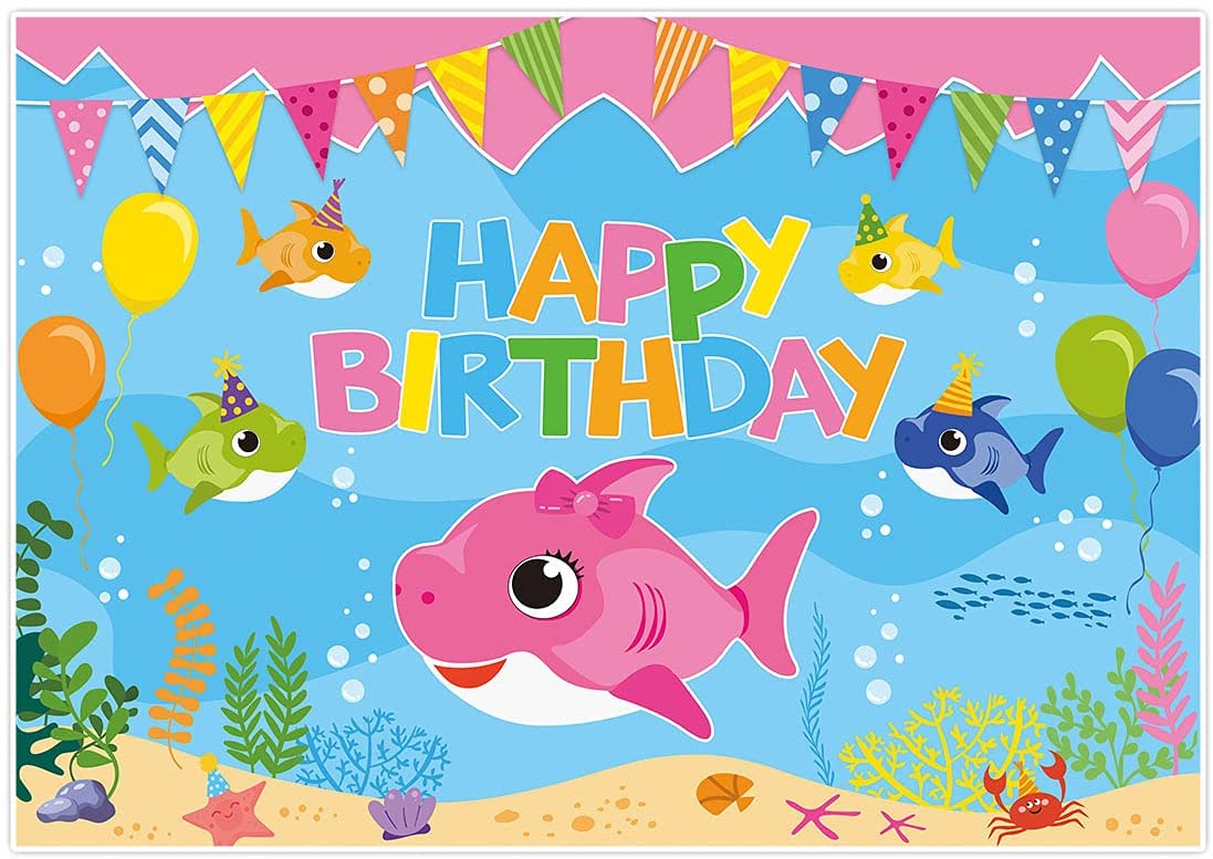 Allenjoy 7x5ft Cartoon Pink Shark Party Shark Happy Birthday Theme Backdrop  Photography Pink Shark Family Under The Sea Birthday Background for Girl  Shark Party Supplies Decoration – Homefurniturelife Online Store