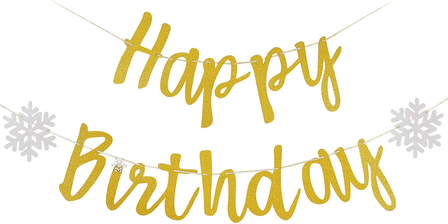Winter Snowflake Happy Birthday Garland Decorations,Gold Glittery Snowflake Happy  Birthday Banner for Winter Wonderland Snow Frozen Christmas Themed Birthday  Party Decorations Supplies – Homefurniturelife Online Store