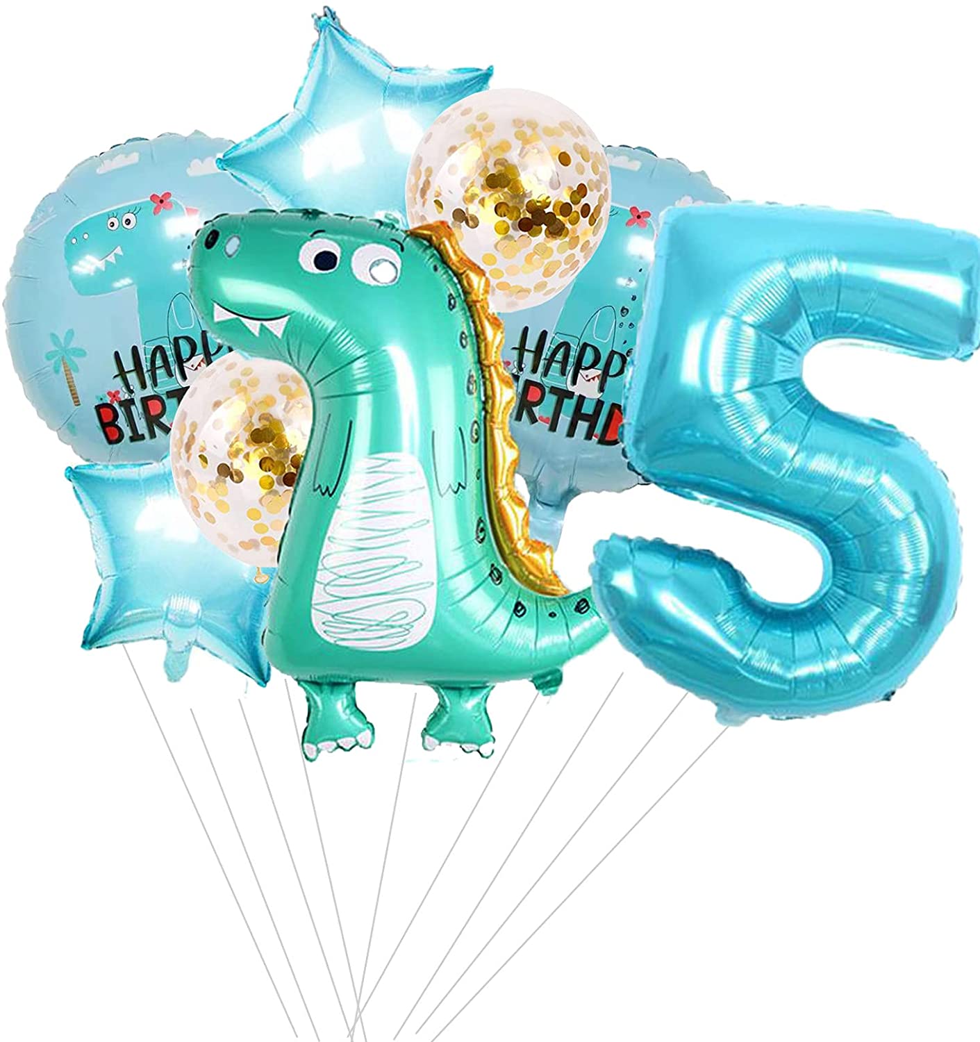 Dinosaur Balloon Bouquet 5th Birthday Party Supplies Decorations Favors 5 pc 
