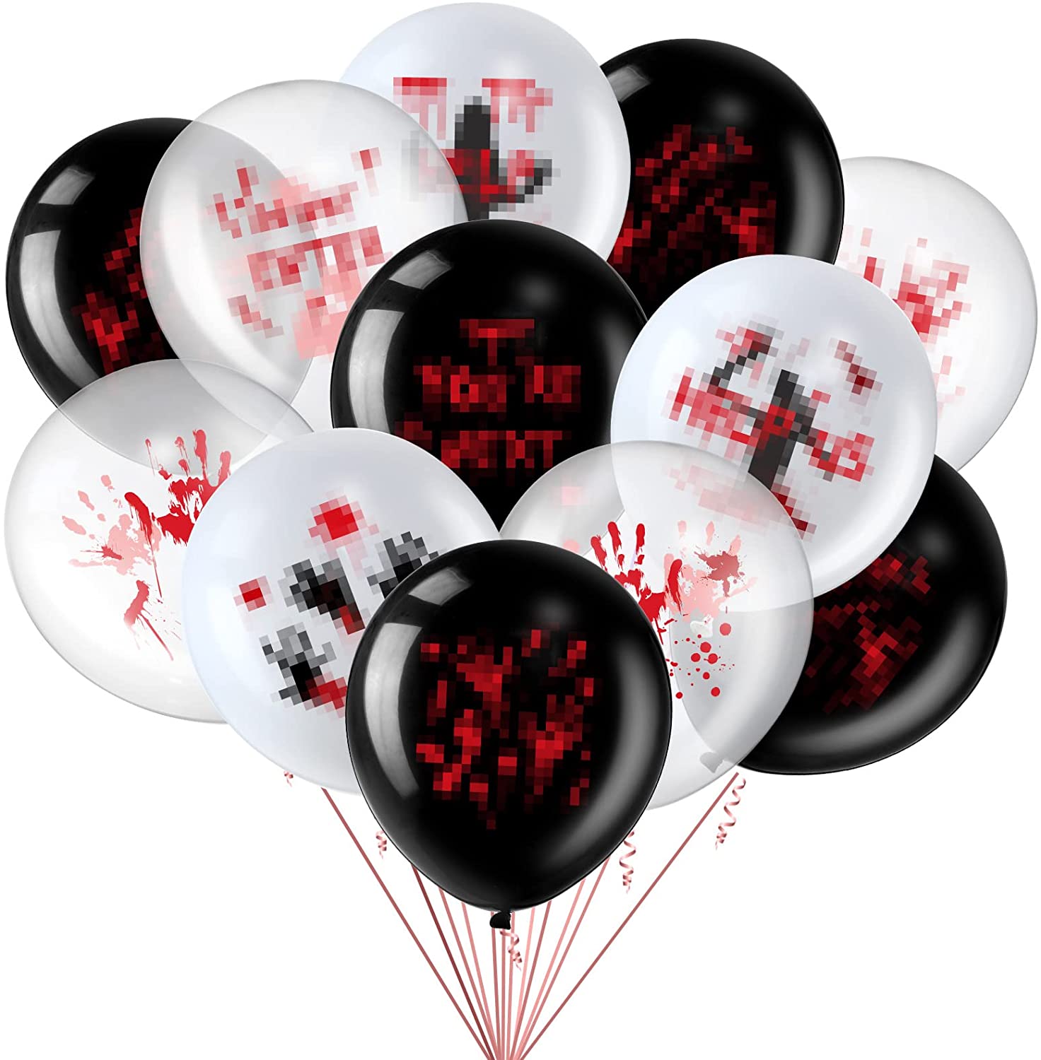 Halloween balloons Black Printed 10 pz.12" Party Party Horror 