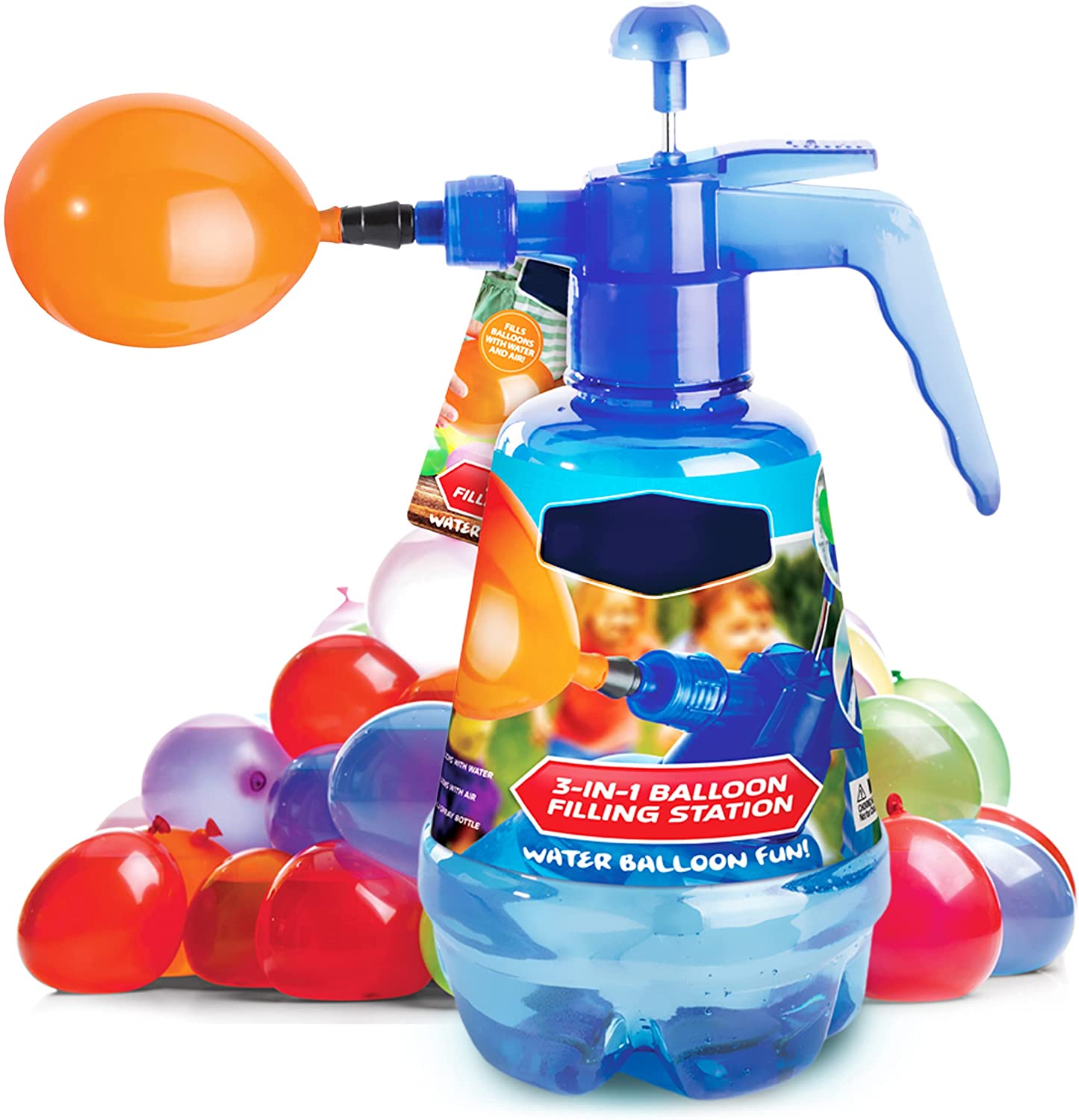 Water Balloon Pump with 250 Balloons Included – 3 in 1 Air and