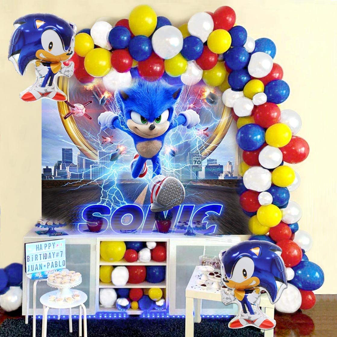 Sonic the Hedgehog Balloon Garland Arch Kit 16Ft Long 102Pcs Foil