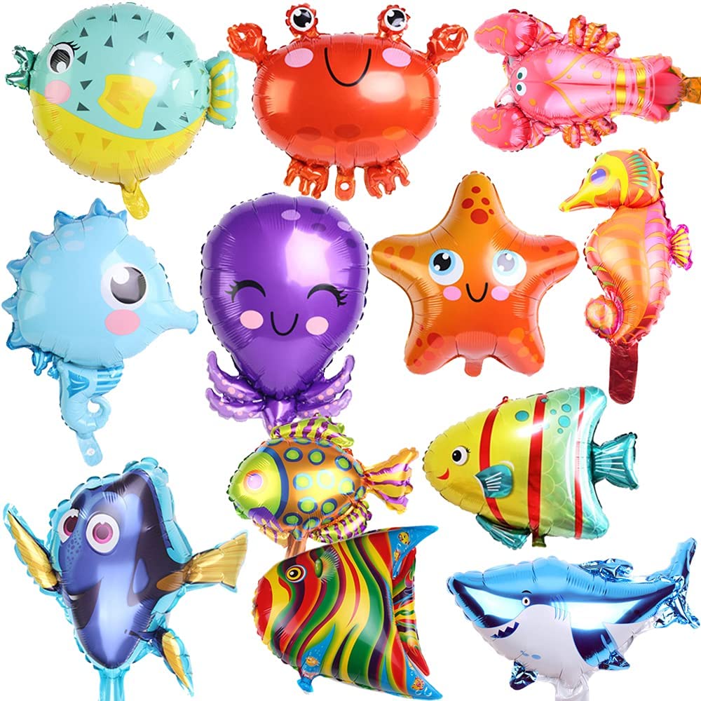 Sea Fish Octopus Dolphin Aluminum Foil Balloons For Birthday Party Decor Toys 