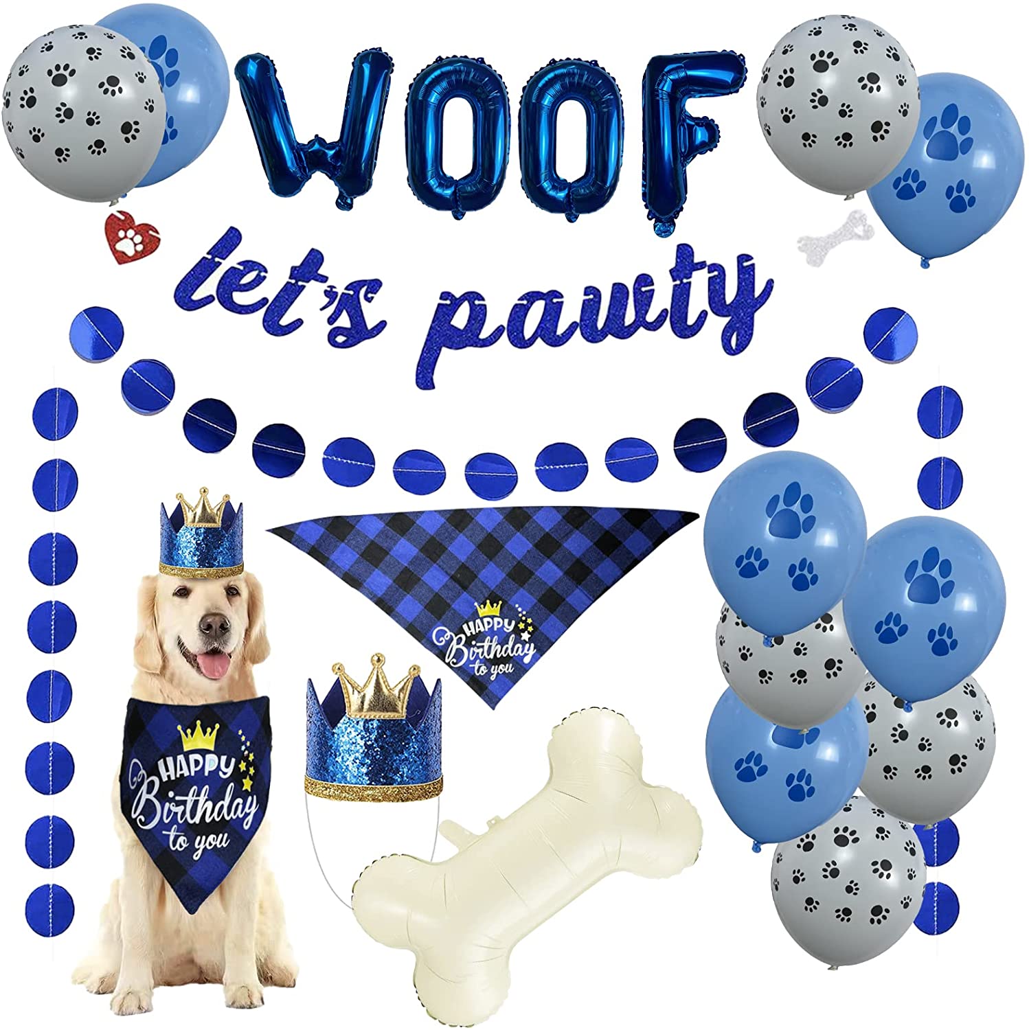 Paw Print Tablecloth Cute Table Cover for Kids Boy Girl Dog Birthday Party Supplies Blue 3 Pack Large Size Plastic 54x108 Dog Paw Print and Bone Sign Tablecloths 