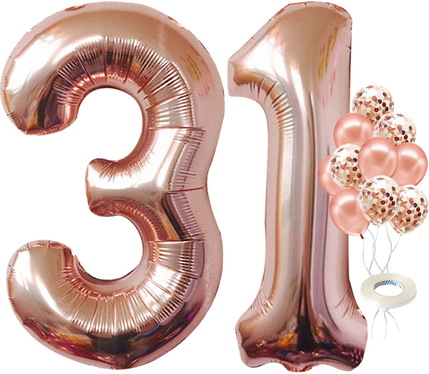 Rose Gold 31 Number Balloon – Large, 40 Inch 31 Birthday Decorations for Women