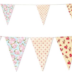 Shabby Chic Bunting 35 Flag Baby Shower Party Flag Banner Vintage Print Long 