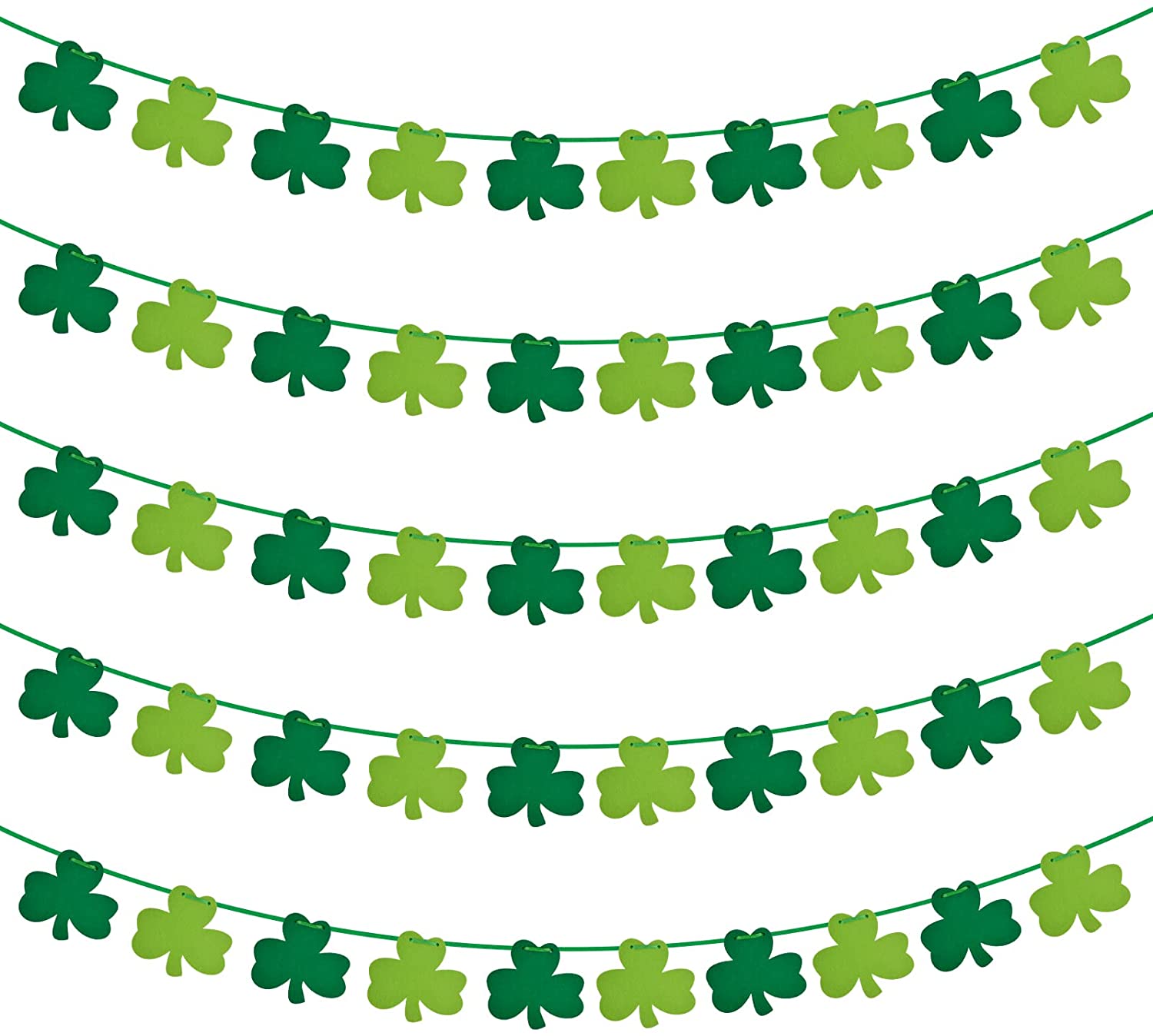 ST PATRICKS DAY GARLAND 9FT GREEN WITH GREEN CLOVERS 