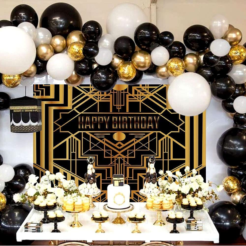 LaVenty 107 pcs Gatsby Birthday Party Backdrop Roaring 20s