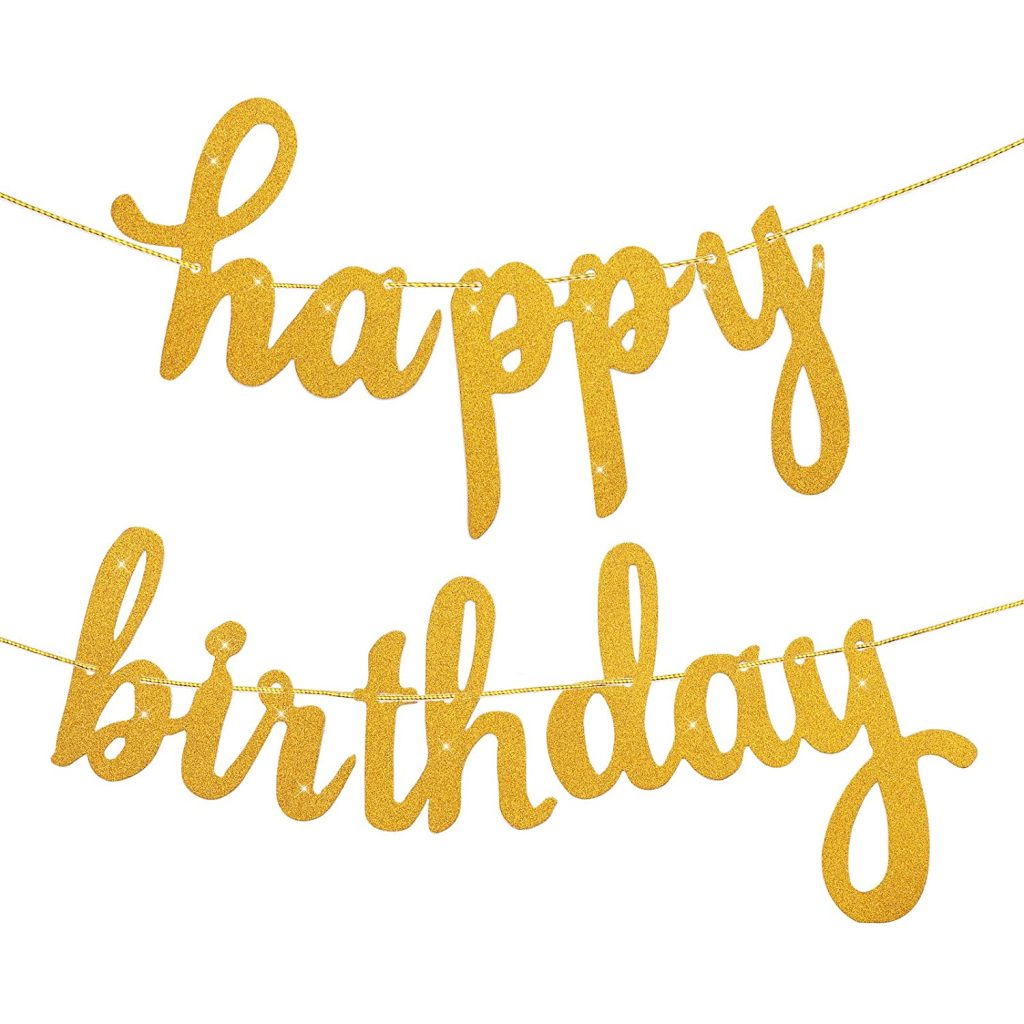 Happy Birthday Banner Gold Glitter Alphabet Banner For Birthday Party