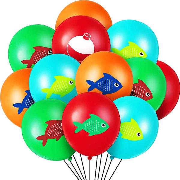 60 Pieces Fish Bobber Balloons Fish Party Balloon Gone Fishing Balloon