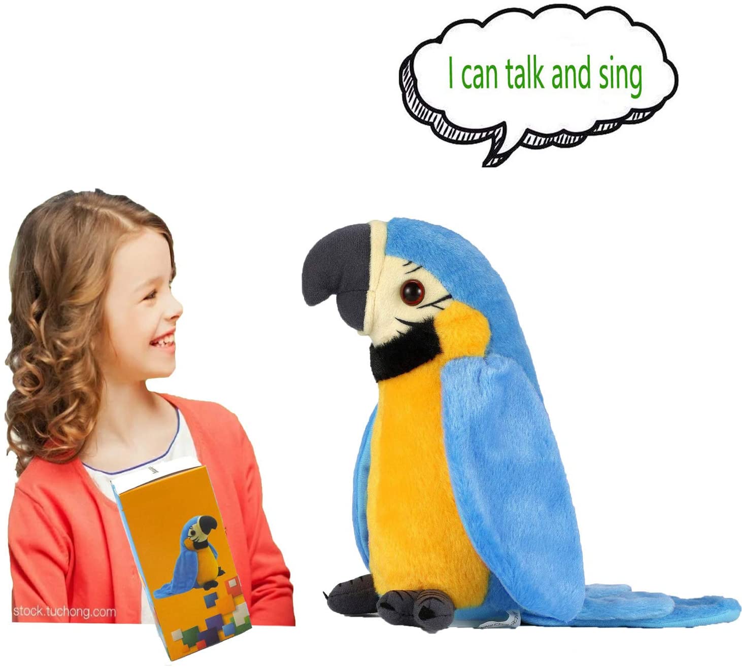 Kids Childlren Musical Plush Stuffed Toy Parrot Talking Bird Preschool Toys Gift 