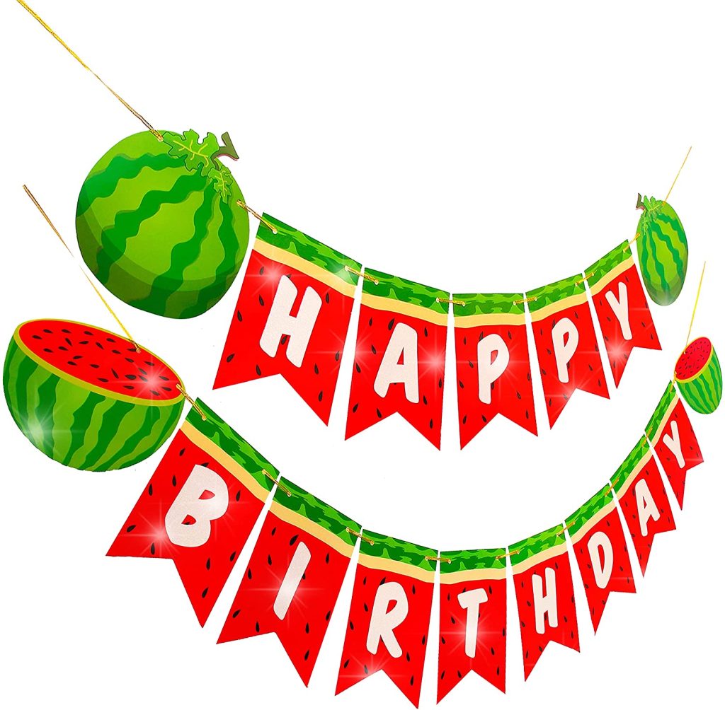 Watermelon Happy Birthday Banner Fruits Banner Decorations for ...