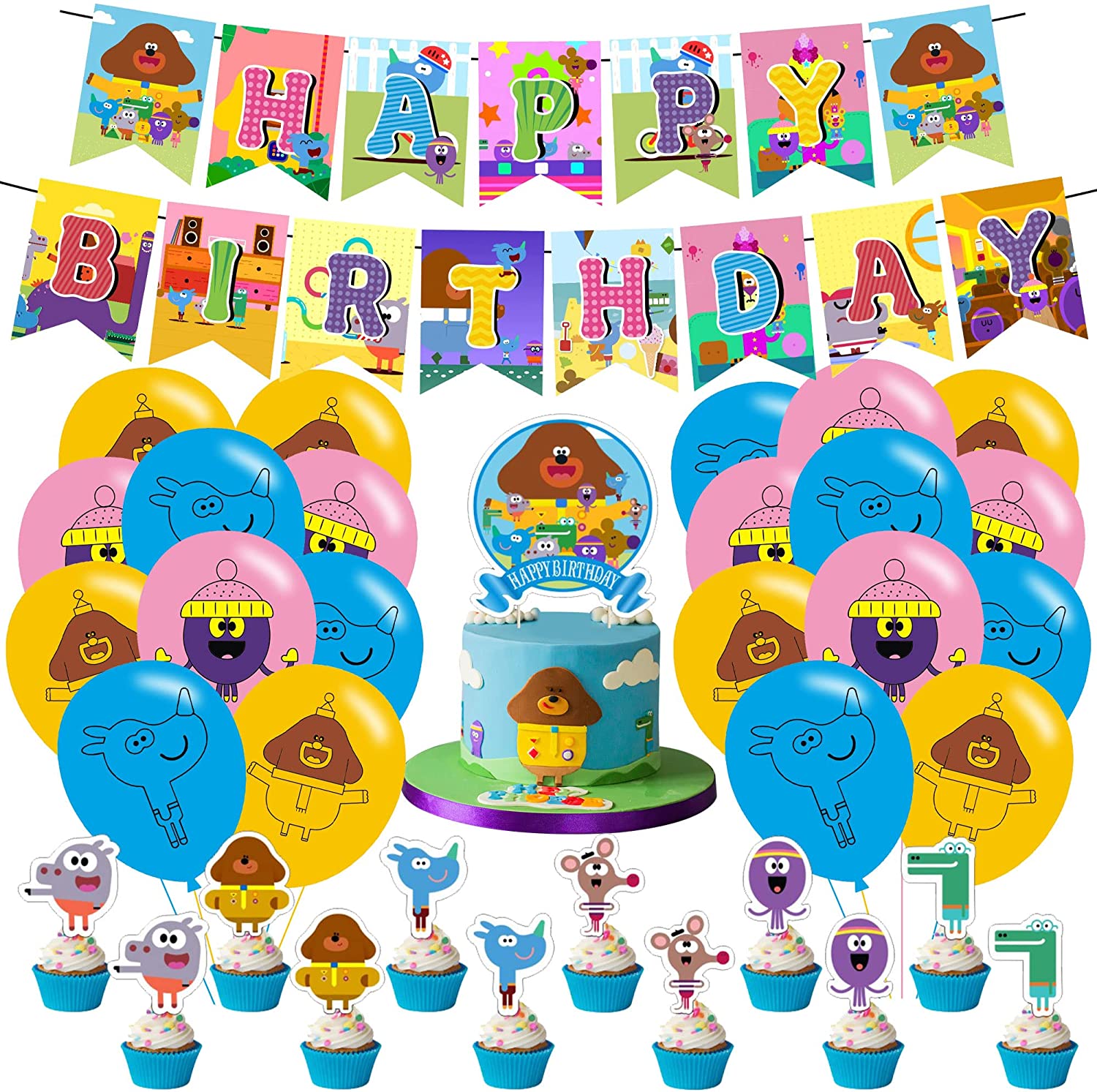 Hey Duggee Birthday Party Supplies,Decorations for Hey Duggee Includes Cake Topper Cupcake Toppers,Banner,Ballons for Birthday Party Supplies Decorations