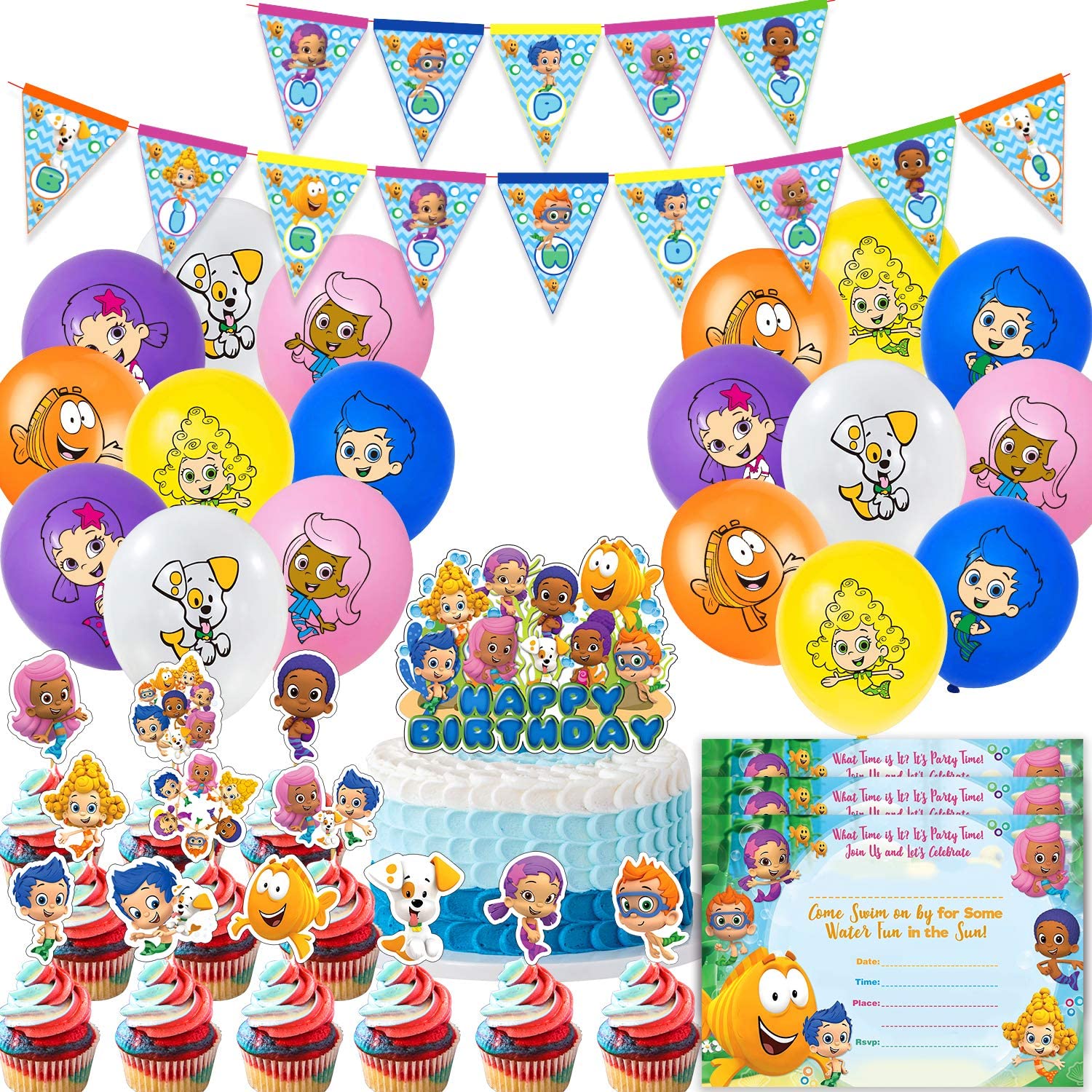 12 Cupcake Toppers Bubble Guppies  Party 